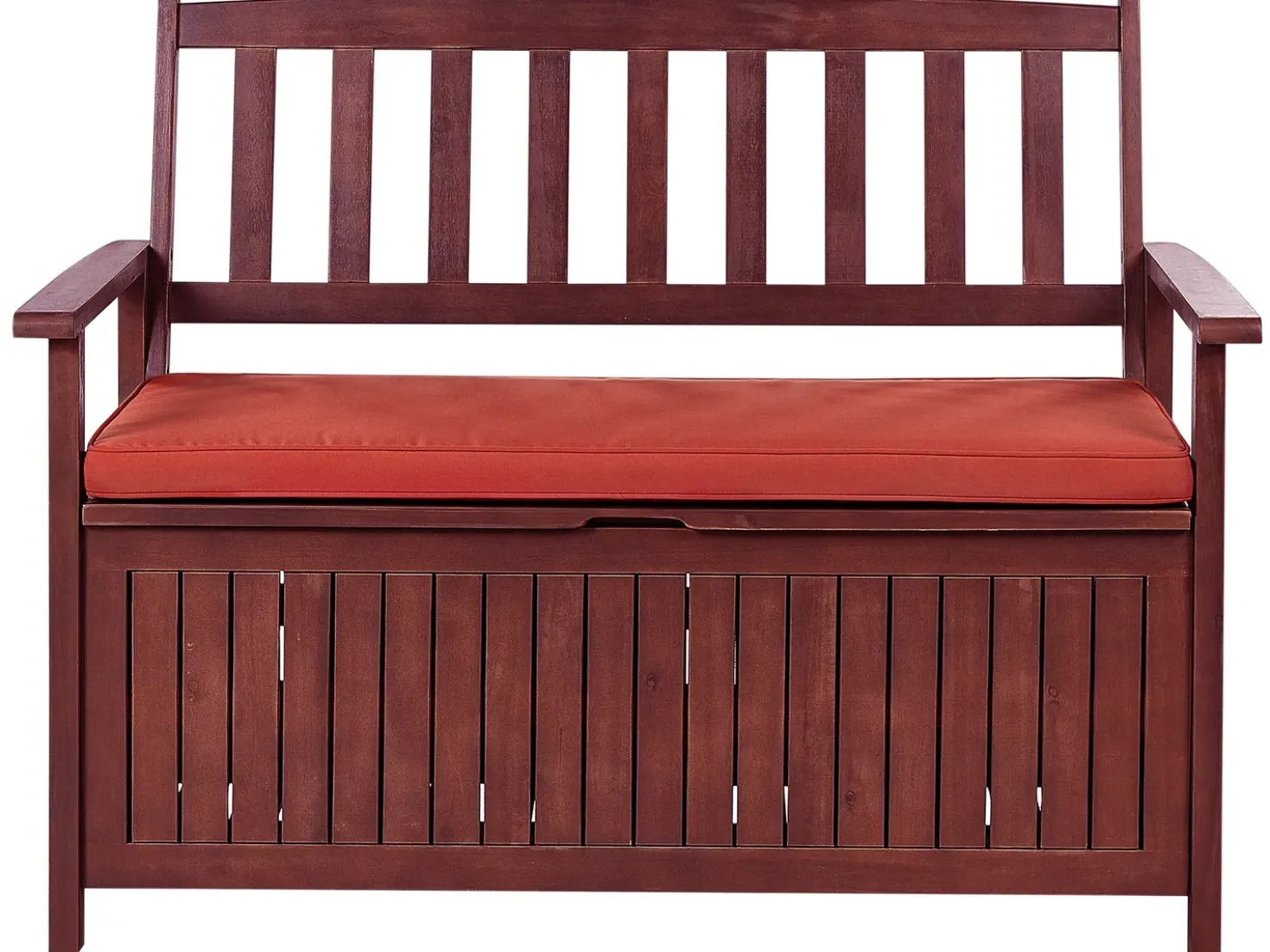 Panca da giardino con cuscino SOVANA 120 cm con contenitore Legno d'acacia Rosso