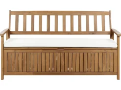 Panca da giardino con cuscino SOVANA 160 cm Legno d'acacia Bianco sporco