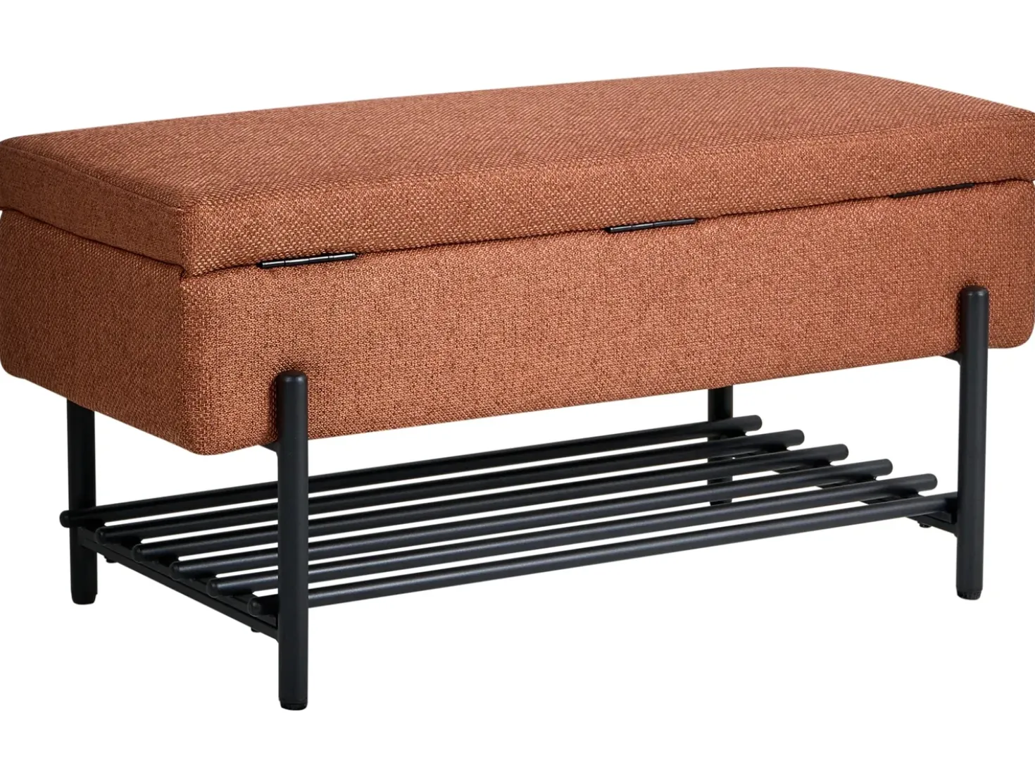 Panca porta scarpe SOLVANG Tessuto Marrone dorato con contenitore