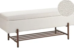 Panca porta scarpe VAIL Bouclé Bianco sporco con contenitore