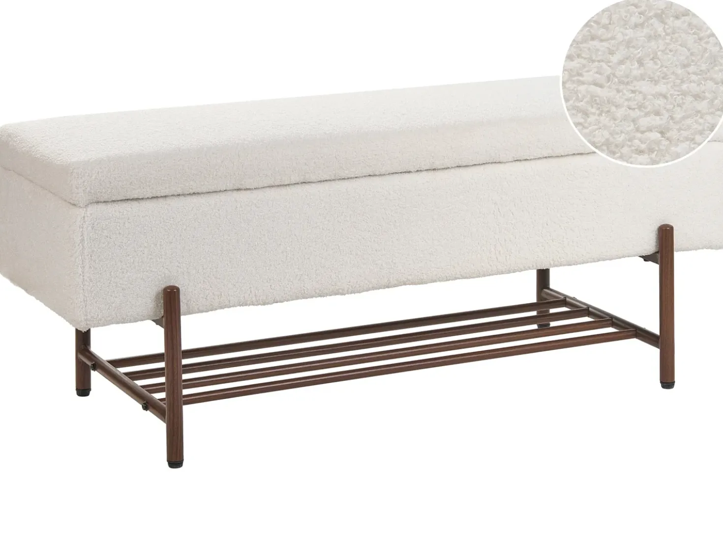 Panca porta scarpe VAIL Bouclé Bianco sporco con contenitore