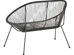 Panchina da giardino ACAPULCO II 113 cm Rattan sintetico (PE) Nero