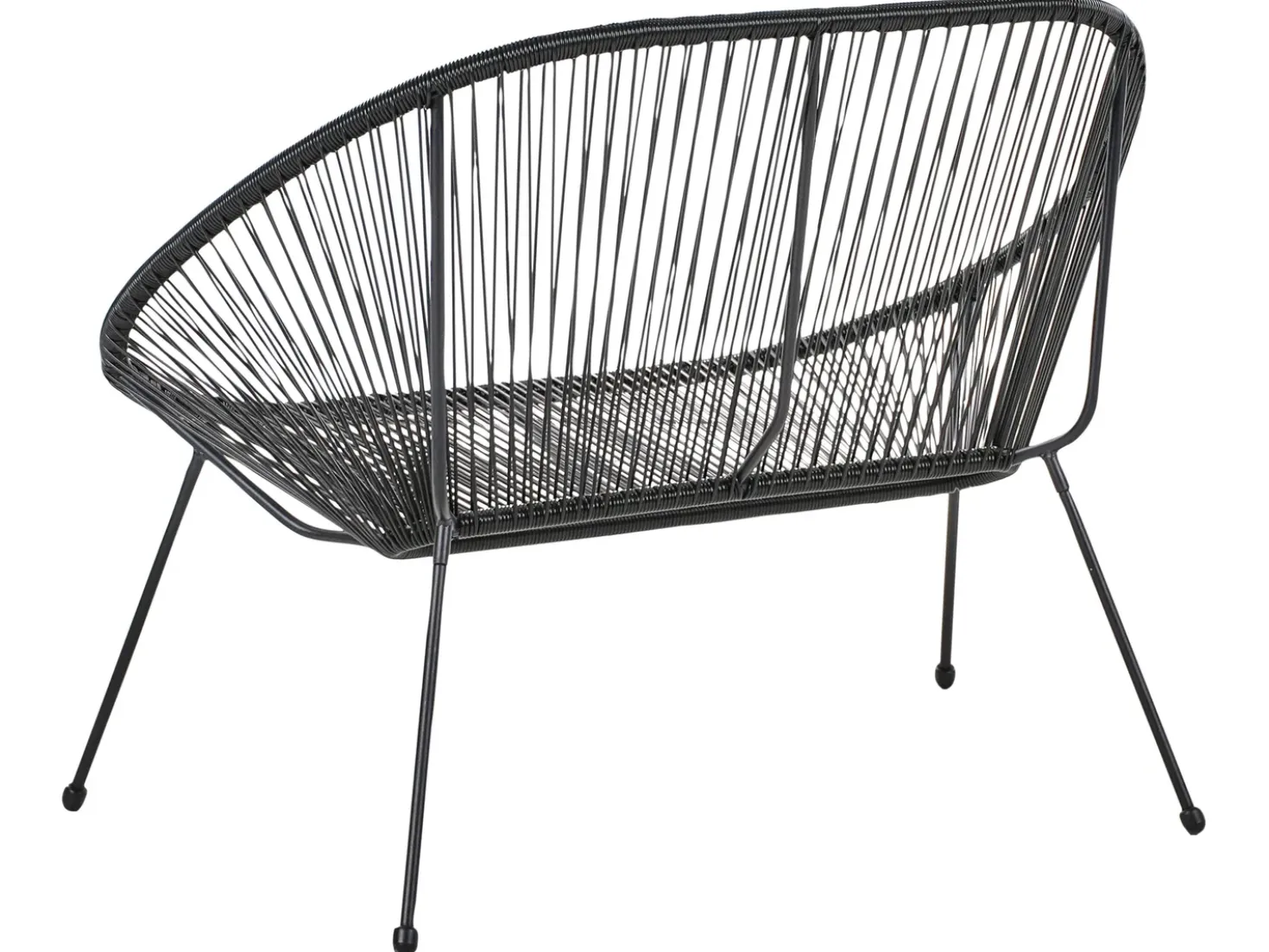 Panchina da giardino ACAPULCO II 113 cm Rattan sintetico (PE) Nero