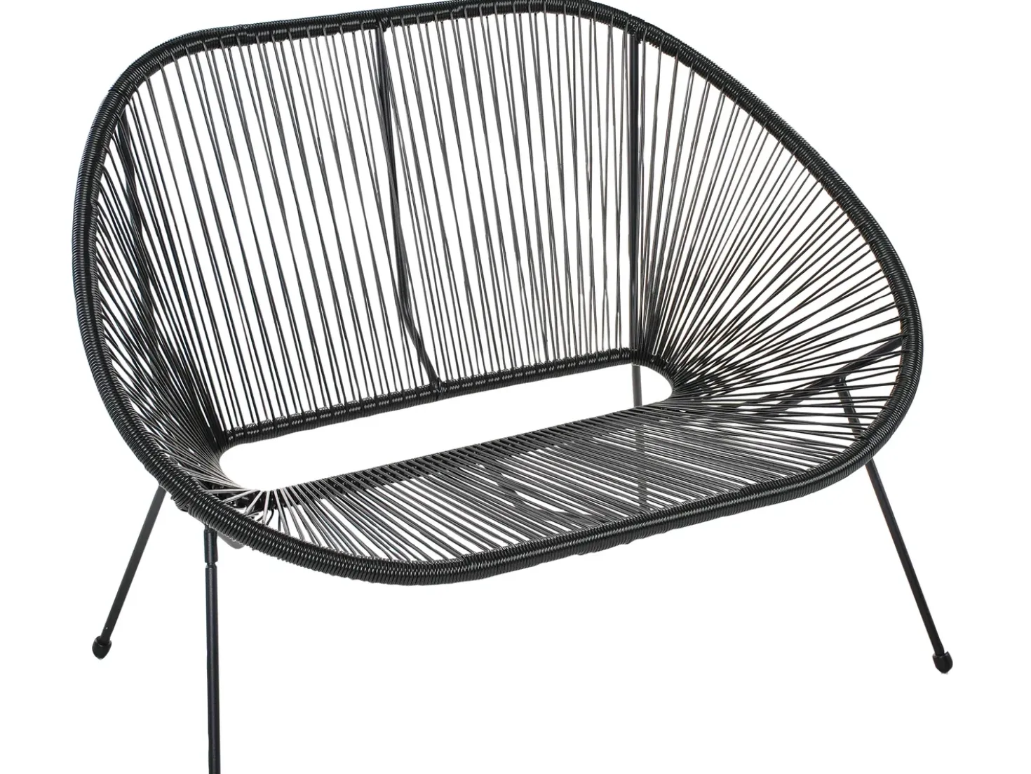 Panchina da giardino ACAPULCO II 113 cm Rattan sintetico (PE) Nero