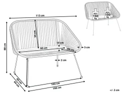 Panchina da giardino ACAPULCO II 113 cm Rattan sintetico (PE) Nero