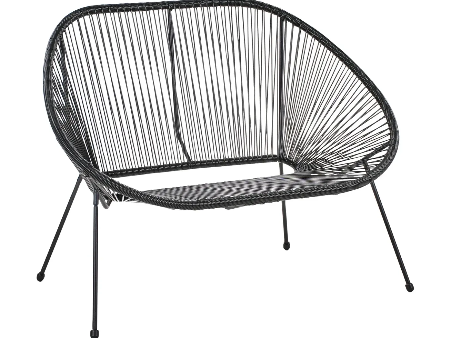 Panchina da giardino ACAPULCO II 113 cm Rattan sintetico (PE) Nero