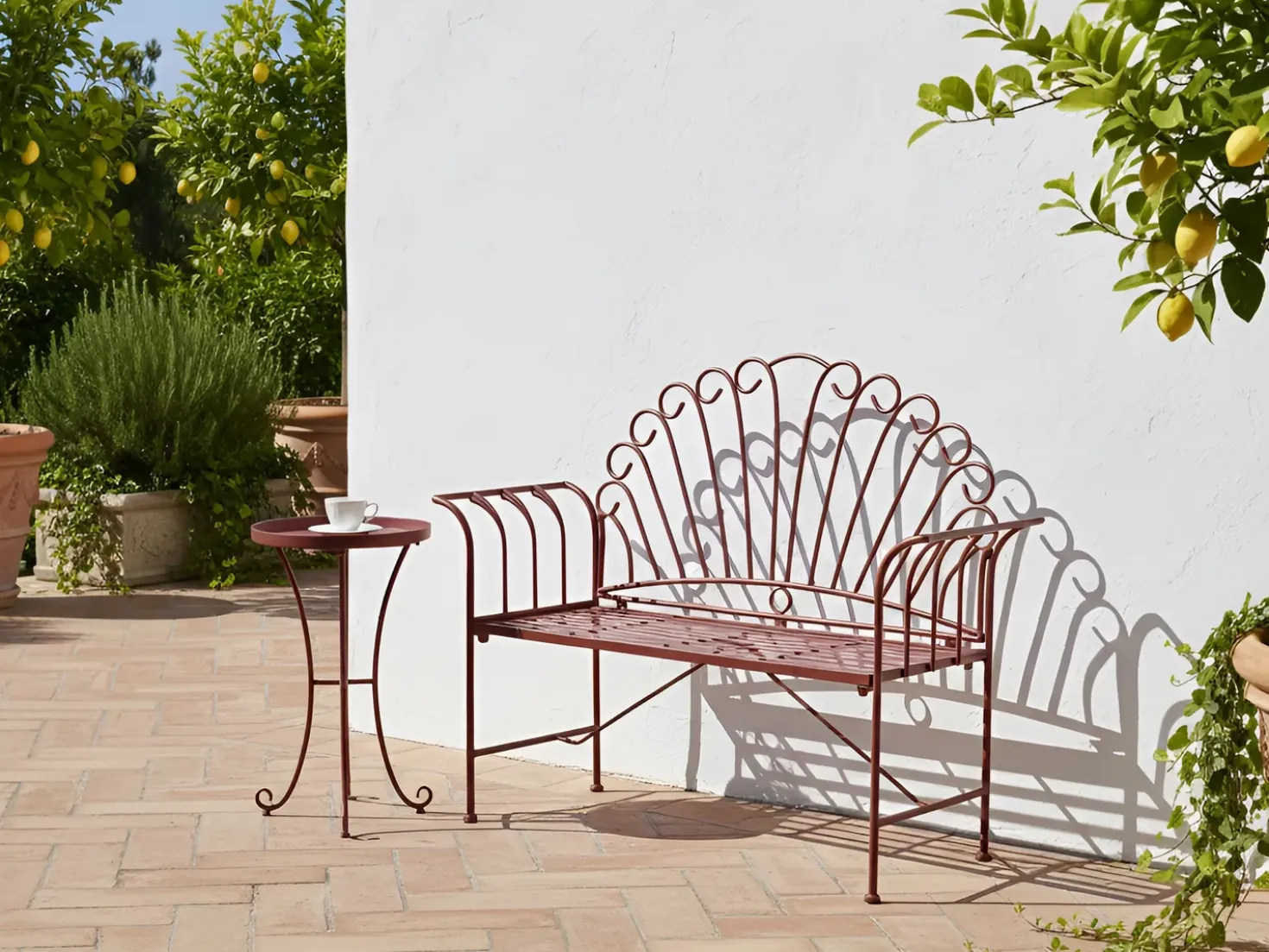 Panchina da giardino CAVINIA 125 cm Metallo Bordeaux