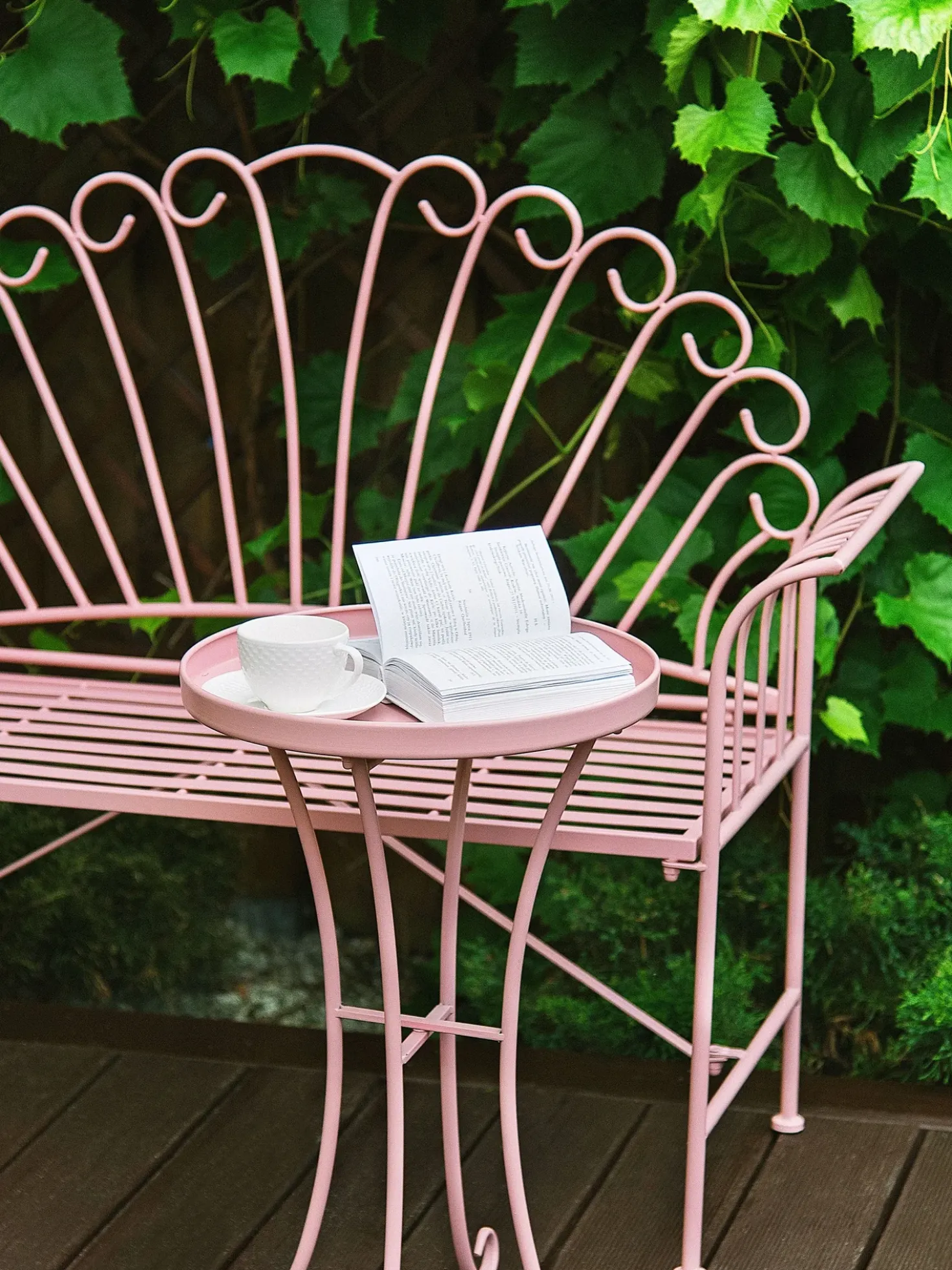Panchina da giardino CAVINIA 125 cm Metallo Rosa