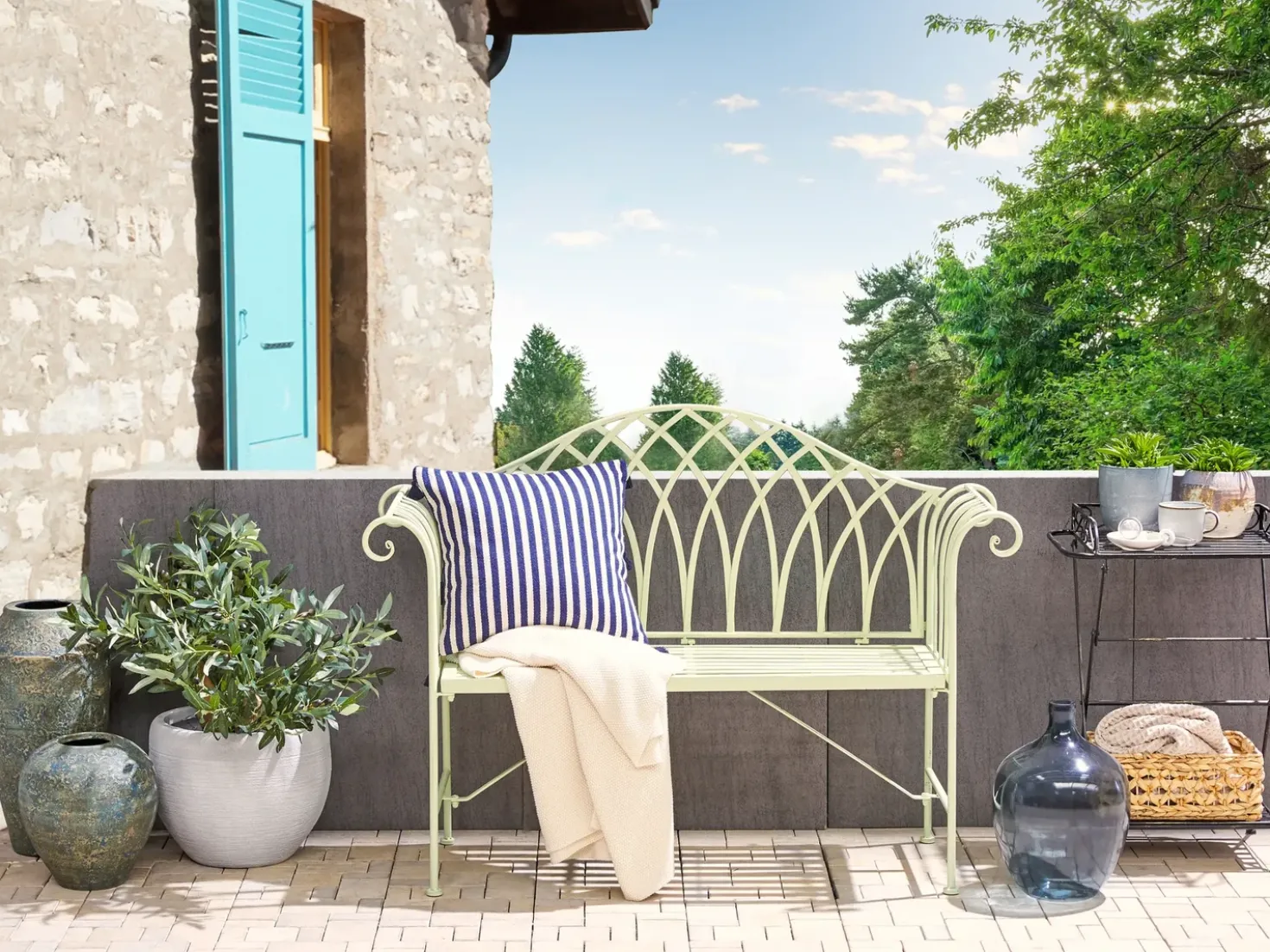 Panchina da giardino MILAZZO 130 cm Metallo Verde chiaro