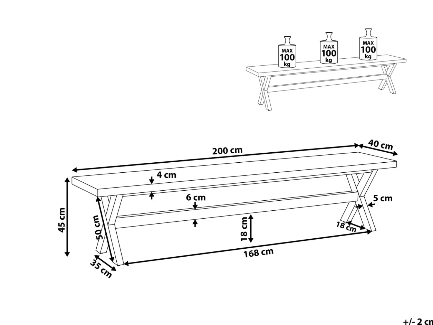 Panchina da giardino OLBIA 200 cm Cemento Grigio