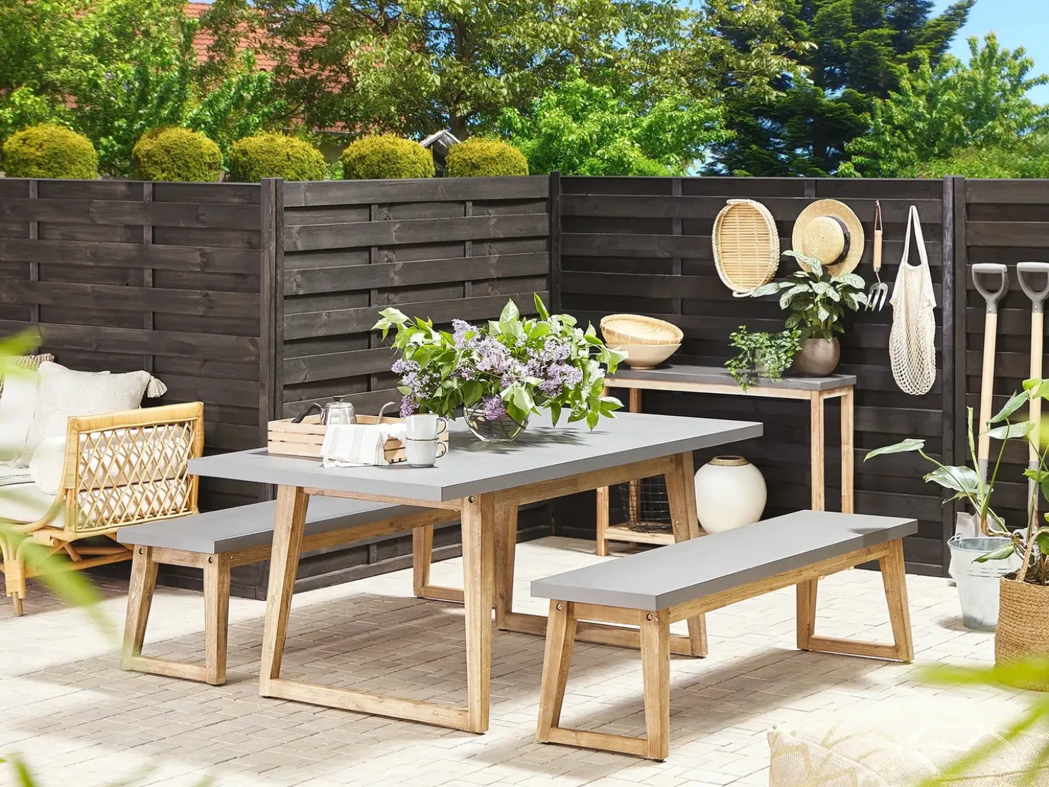 Panchina da giardino ORIA 160 cm Cemento Grigio