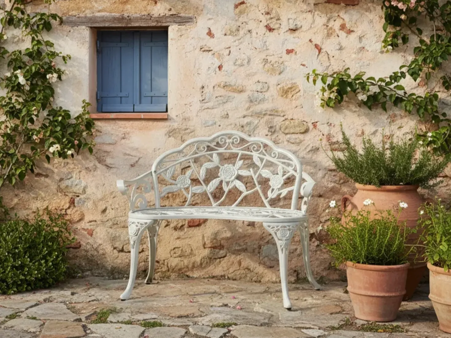 Panchina da giardino PIURA 88 cm Metallo Bianco