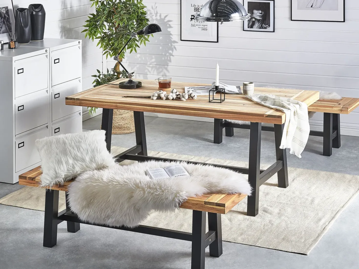 Panchina da giardino SCANIA 140 cm Legno d'acacia Nero