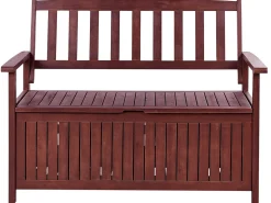Panchina da giardino SOVANA 120 cm con contenitore Legno d'acacia Rosso scuro