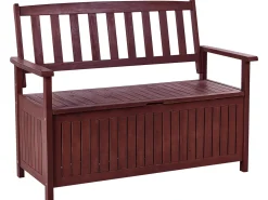 Panchina da giardino SOVANA 120 cm con contenitore Legno d'acacia Rosso scuro