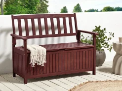 Panchina da giardino SOVANA 120 cm con contenitore Legno d'acacia Rosso scuro
