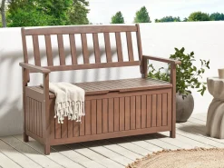 Panchina da giardino SOVANA 120 cm con contenitore Legno d'acacia Marrone scuro