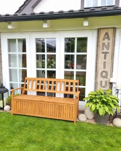 Panchina da giardino SOVANA 160 cm con contenitore Legno d'acacia Marrone