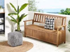 Panchina da giardino SOVANA 160 cm con contenitore Legno d'acacia Marrone