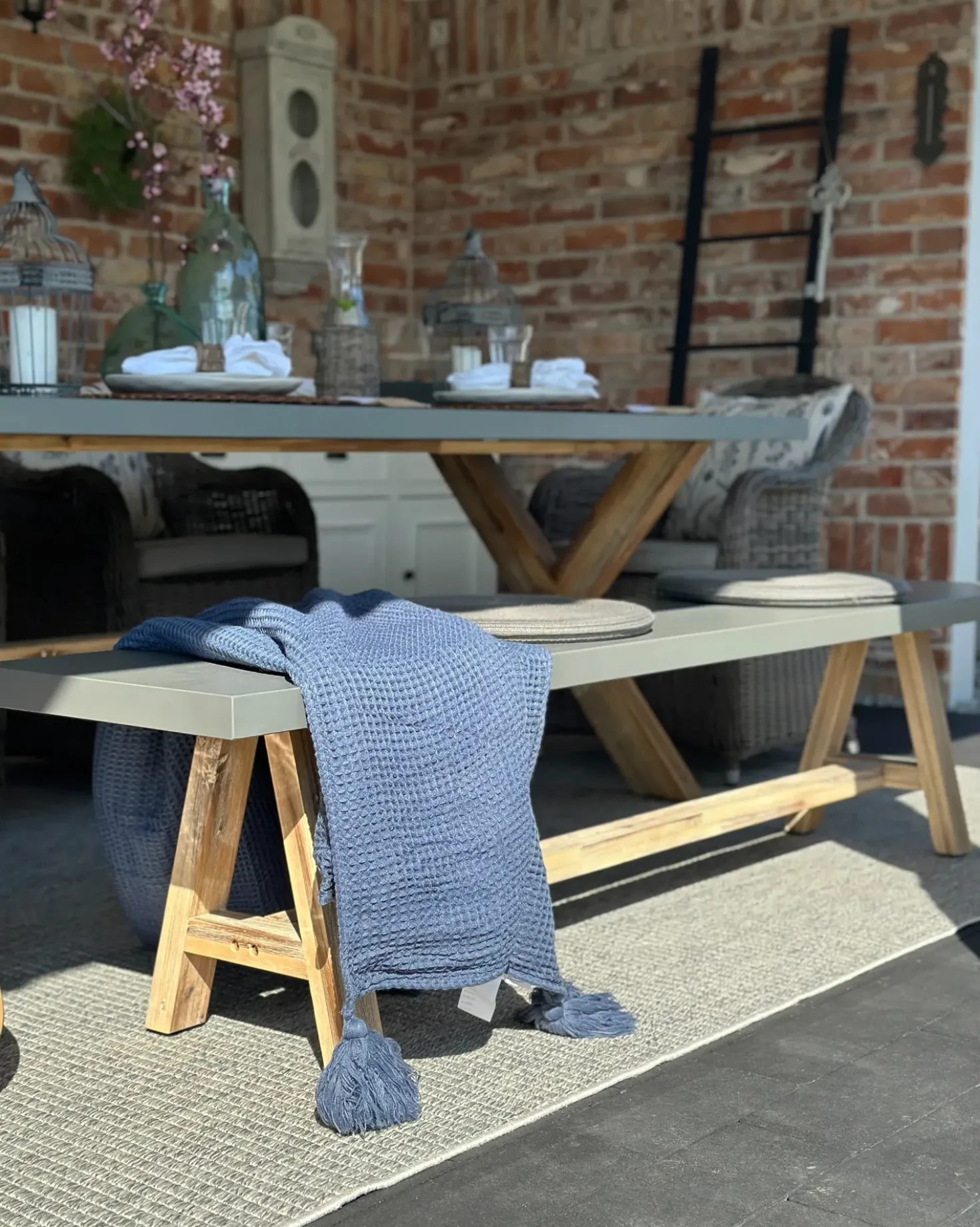 Panchina da giardino TONNARE 200 cm Cemento Grigio