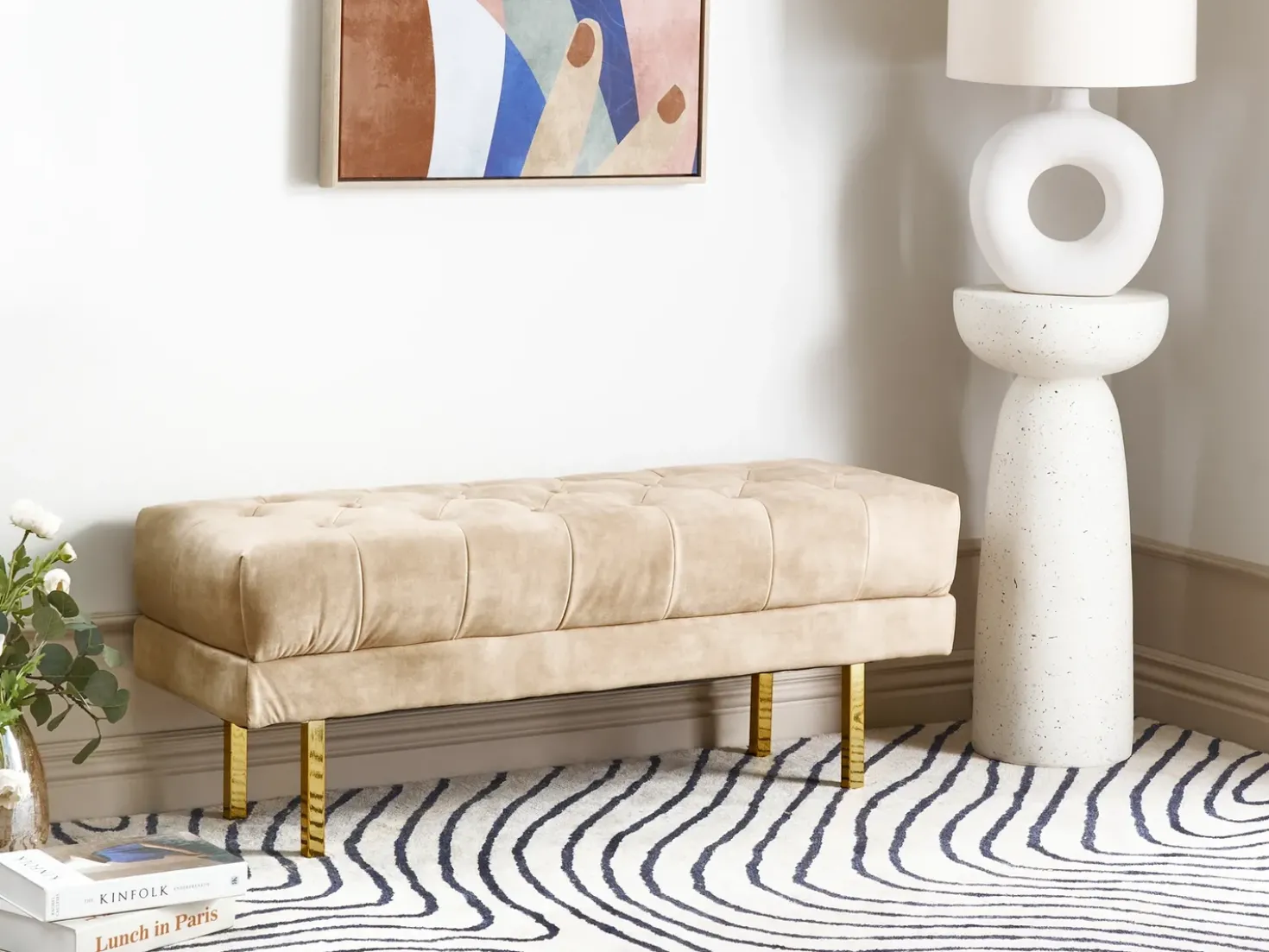 Panchina ROSEVILLE Velluto Beige