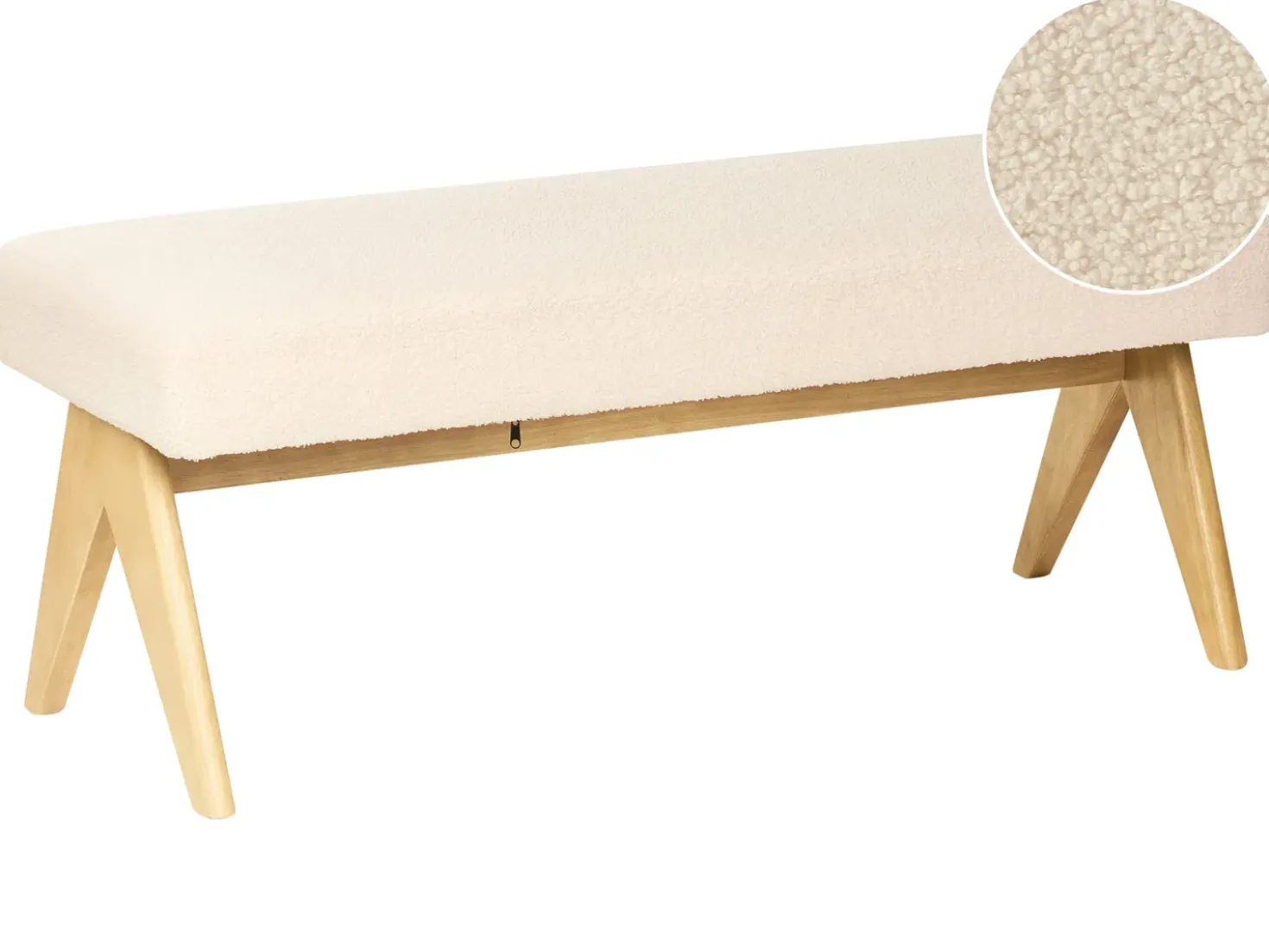 Panchina TAMRE Bouclé Bianco sporco/Marrone chiaro