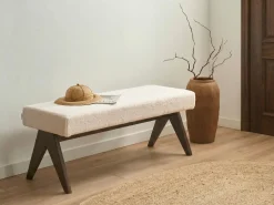 Panchina TAMRE Bouclé Bianco sporco/Marrone scuro