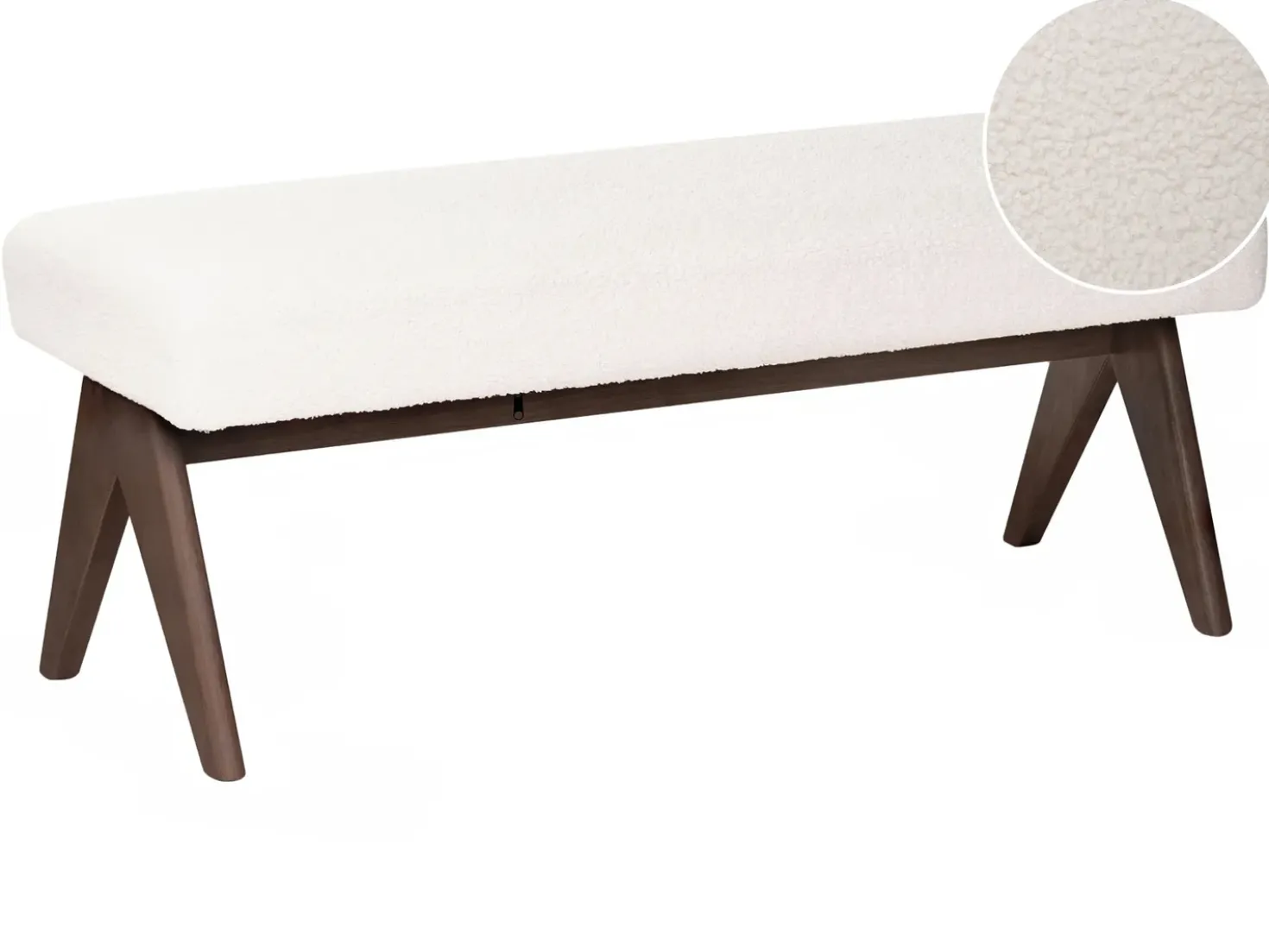 Panchina TAMRE Bouclé Bianco sporco/Marrone scuro