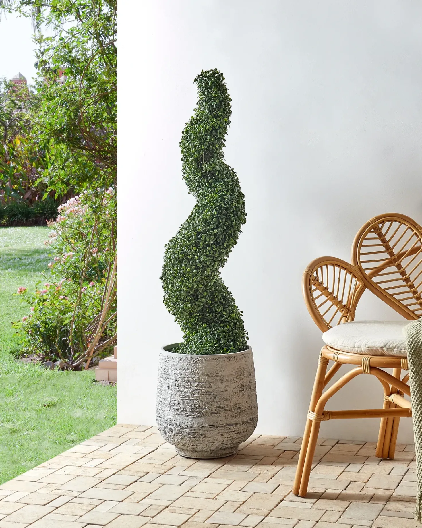 Pianta artificiale BOXWOOD SPIRAL TREE 120 cm Verde