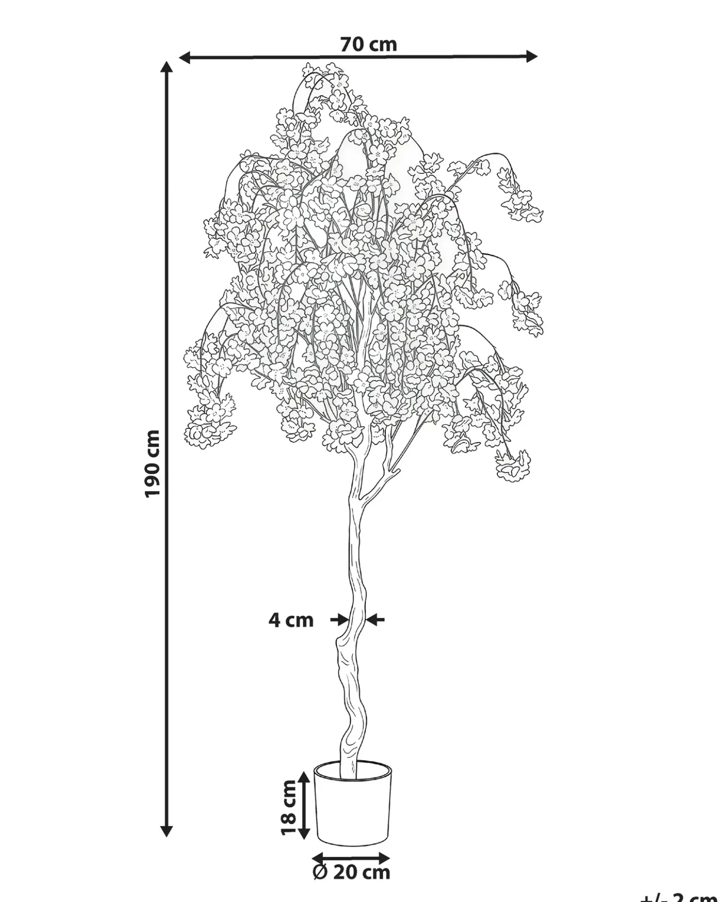 Pianta artificiale CHERRY TREE 190 cm Rosa