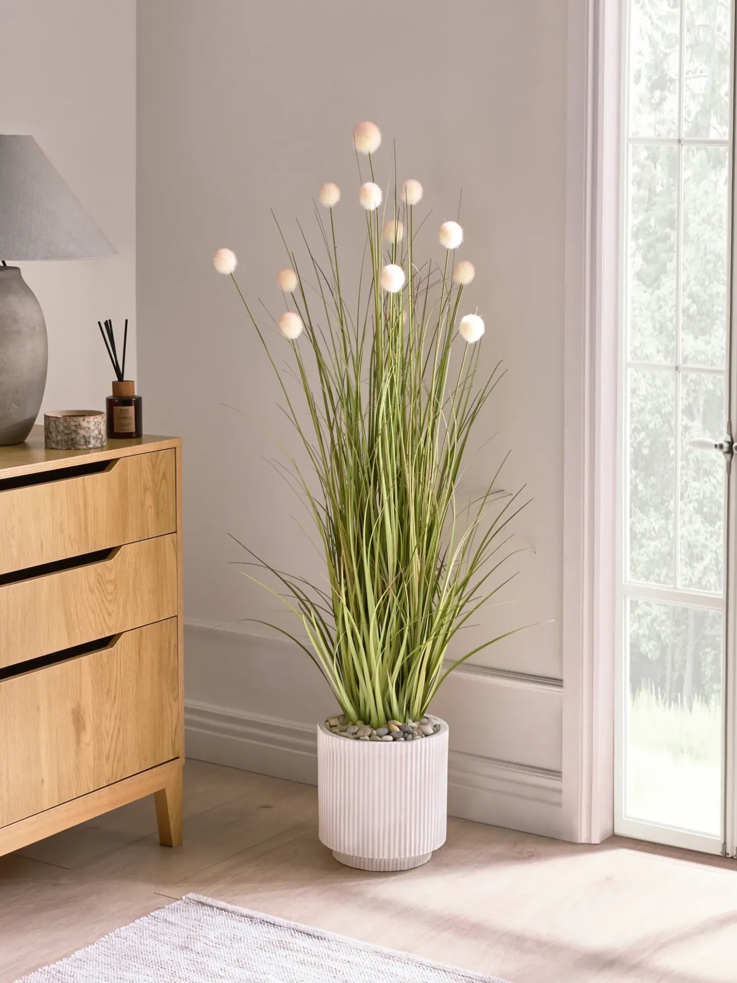 Pianta artificiale POMPOM GRASS 120 cm Verde