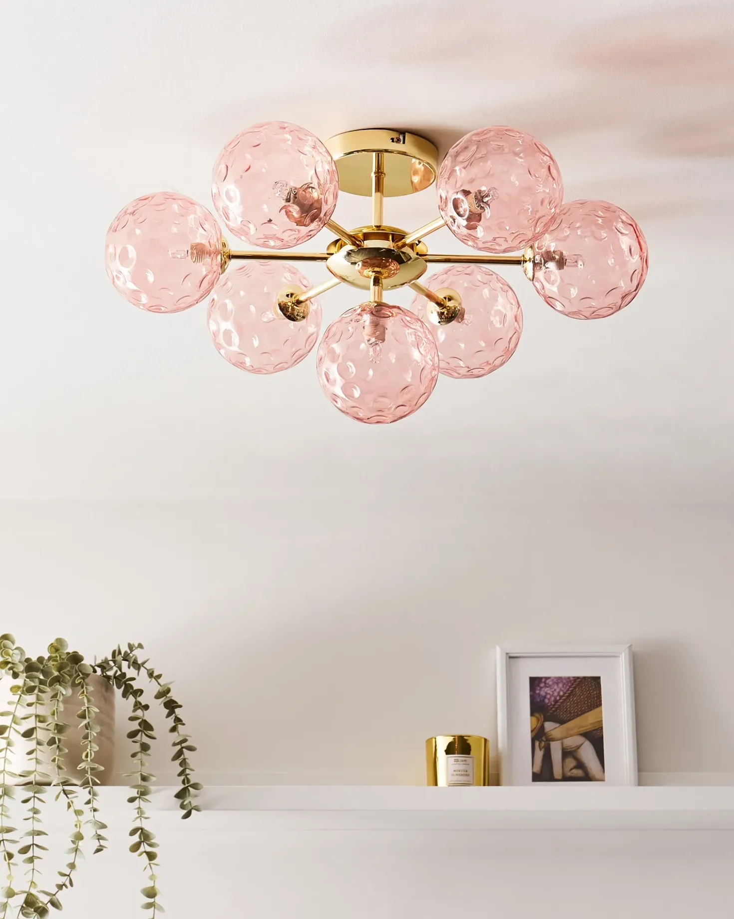 Plafoniera ANADYR Vetro Rosa