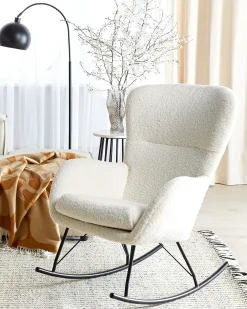 Poltrona a dondolo ANASET Bouclé Beige chiaro
