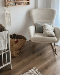 Poltrona a dondolo ANASET Bouclé Bianco
