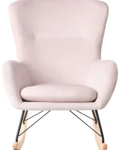 Poltrona a dondolo ELLAN Velluto Rosa