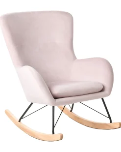 Poltrona a dondolo ELLAN Velluto Rosa