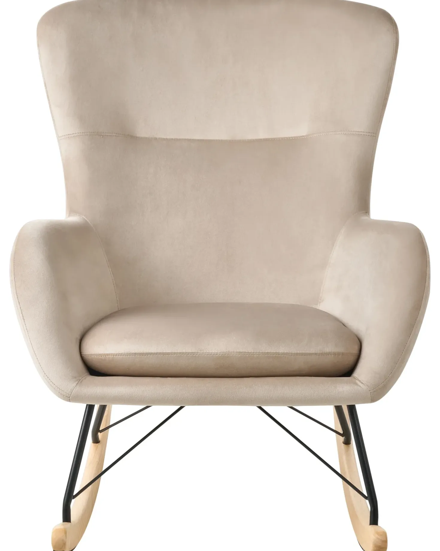 Poltrona a dondolo ELLAN Velluto Beige