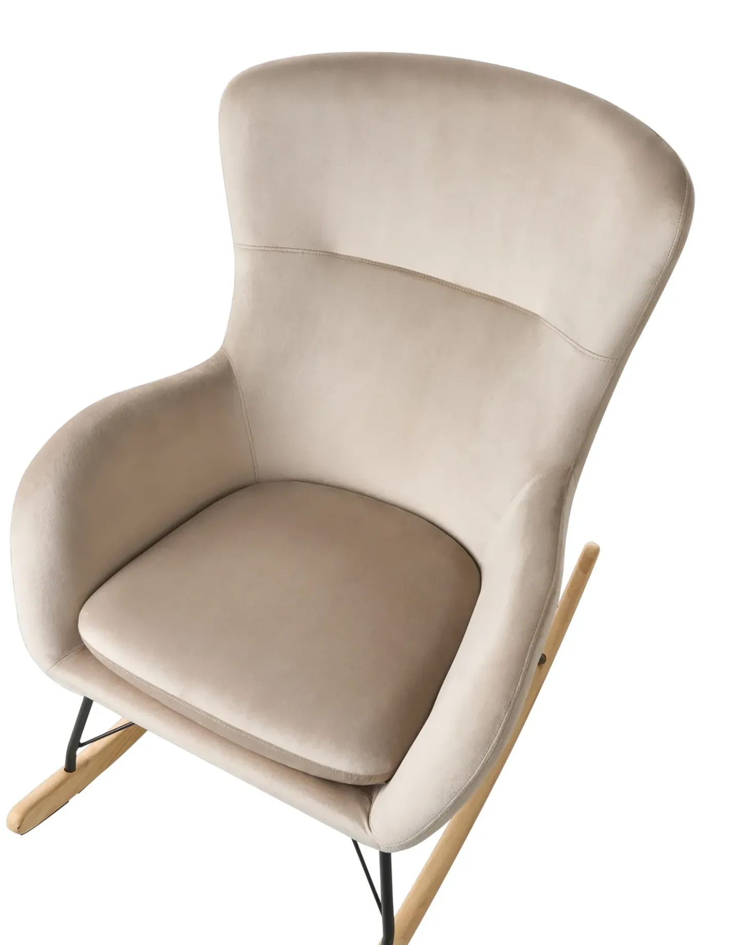 Poltrona a dondolo ELLAN Velluto Beige