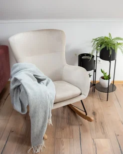 Poltrona a dondolo ELLAN Velluto Beige