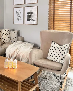 Poltrona a dondolo ELLAN Velluto Beige