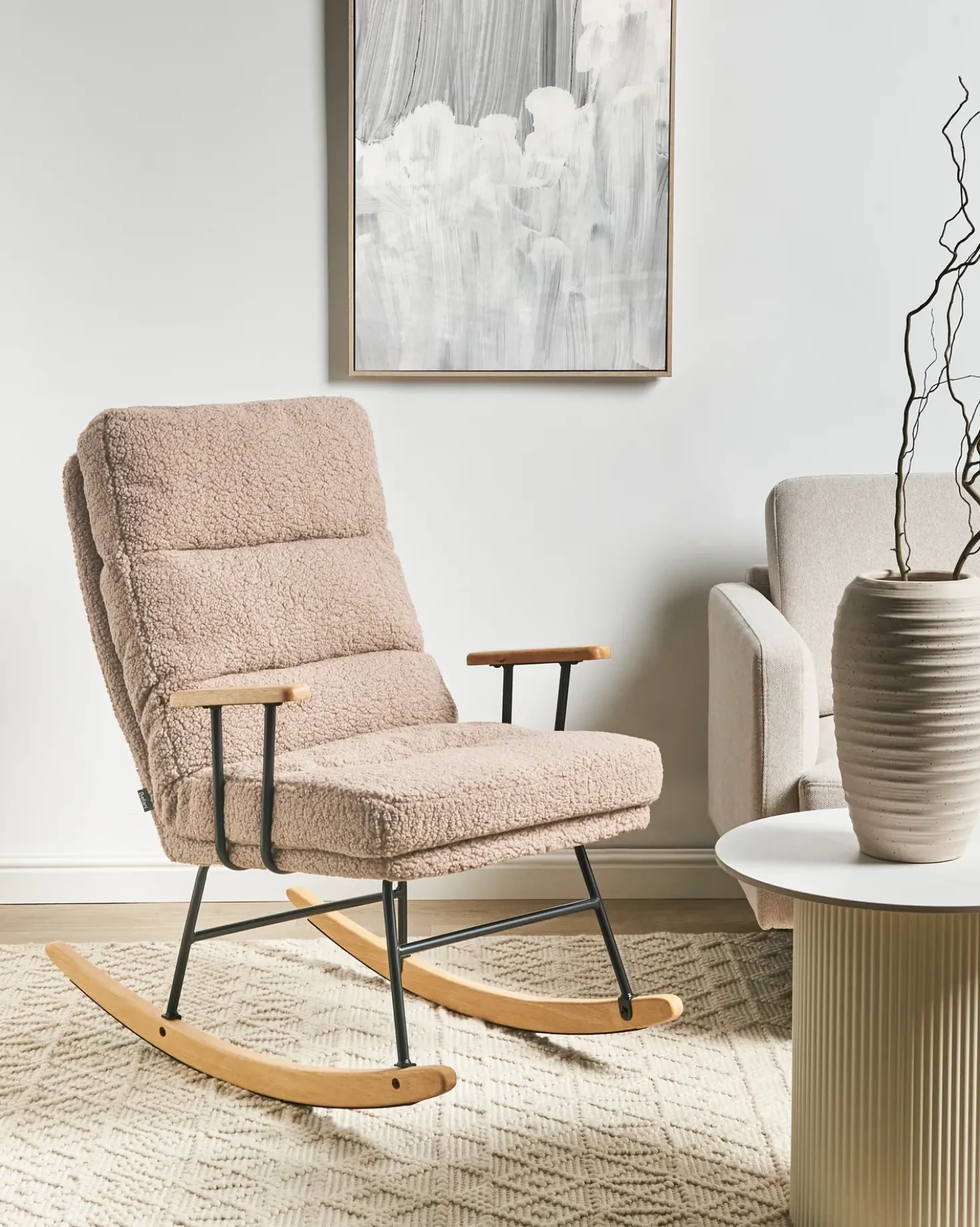 Poltrona a dondolo ESKELIN Bouclé Beige