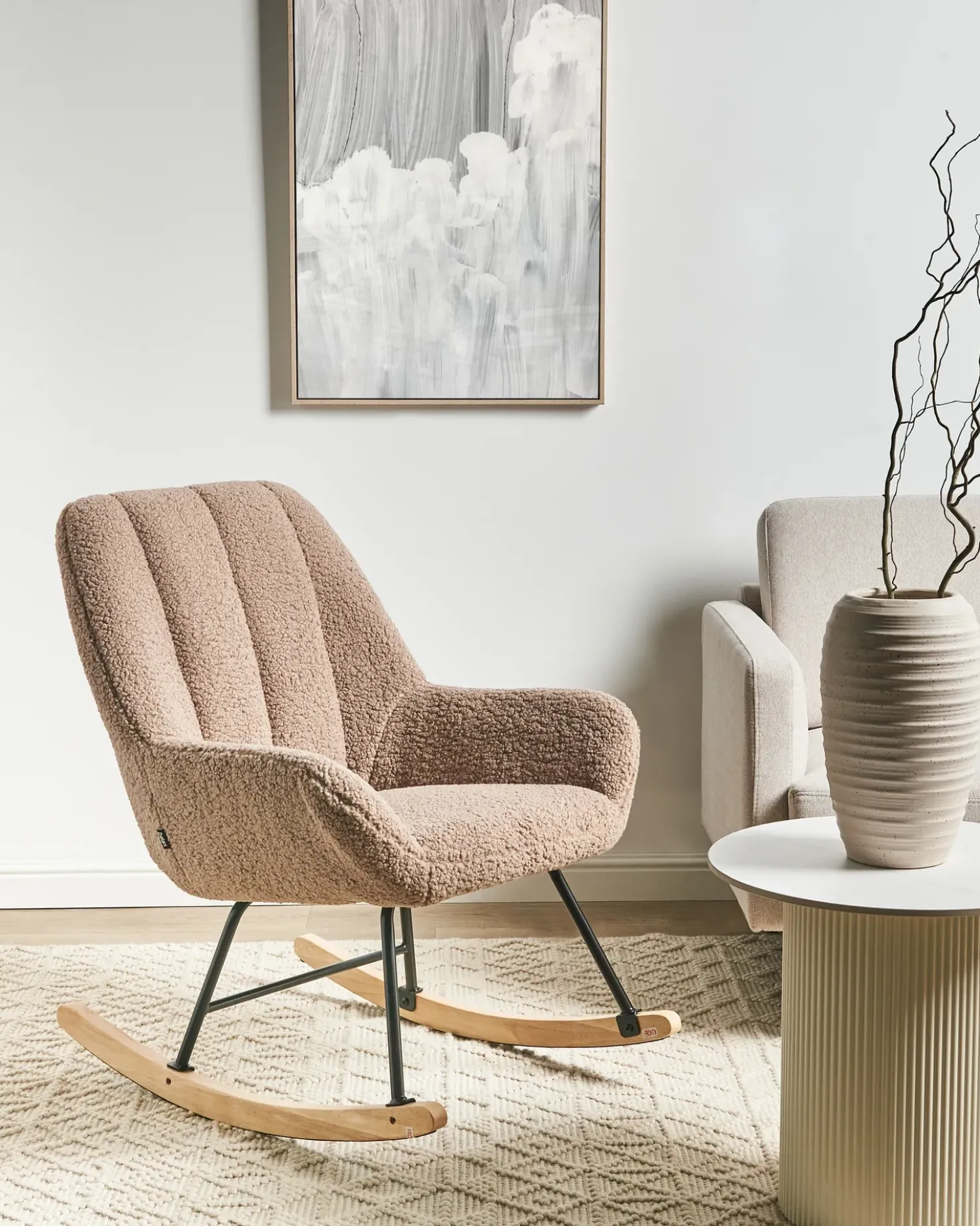 Poltrona a dondolo KINNO Bouclé Beige