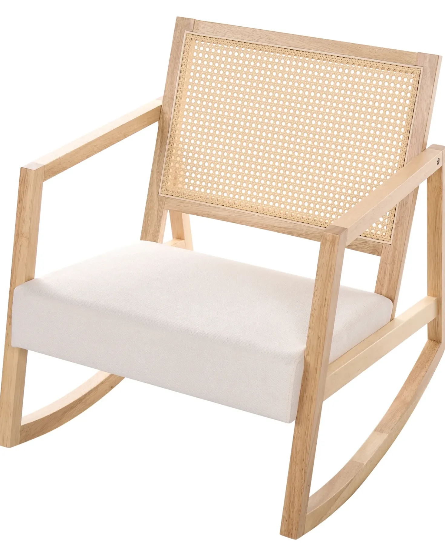 Poltrona a dondolo LEIDY Legno Marrone chiaro/Beige chiaro