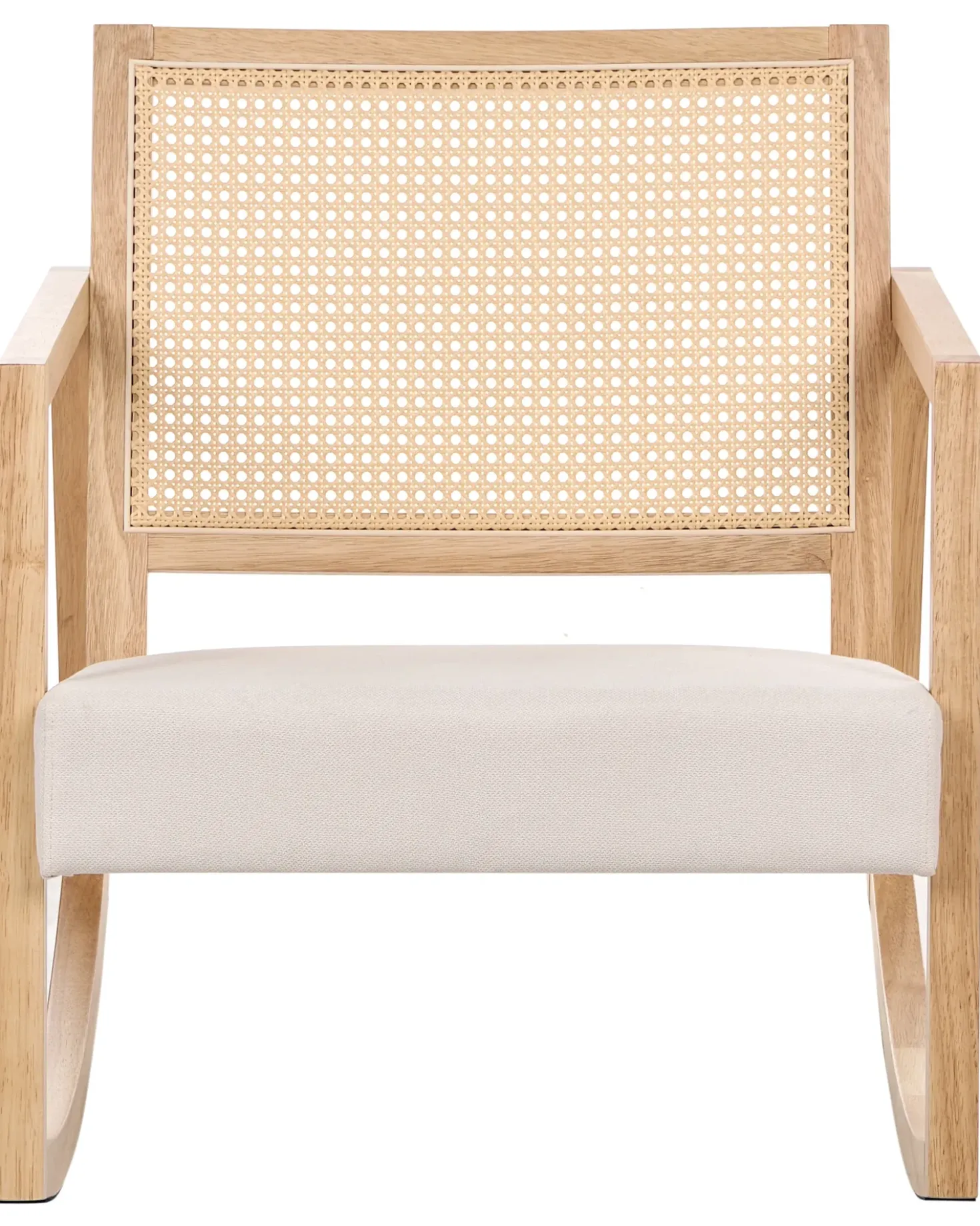 Poltrona a dondolo LEIDY Legno Marrone chiaro/Beige chiaro
