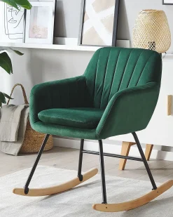 Poltrona a dondolo LIARUM Velluto Verde smeraldo