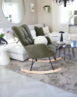 Poltrona a dondolo OULU Bouclé Verde scuro