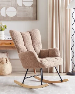 Poltrona a dondolo OULU Bouclé Beige sabbia
