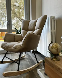 Poltrona a dondolo OULU Tessuto Beige