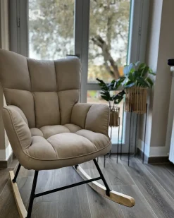 Poltrona a dondolo OULU Tessuto Beige