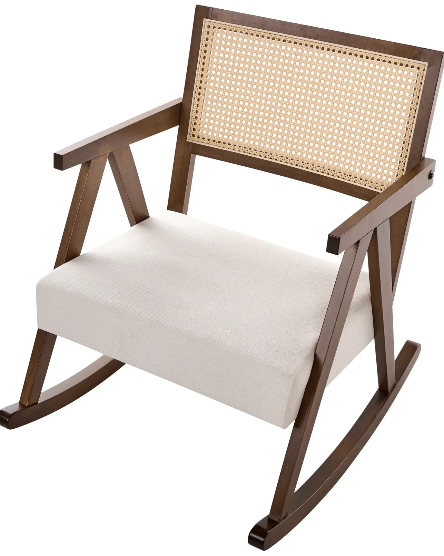 Poltrona a dondolo RYA Legno Marrone/Beige chiaro